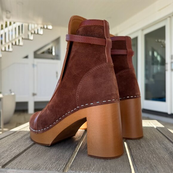New Swedish Hasbeens Sophisticated Jodhpur Suede Clog Boots Brown EUR 39 - Picture 5 of 14